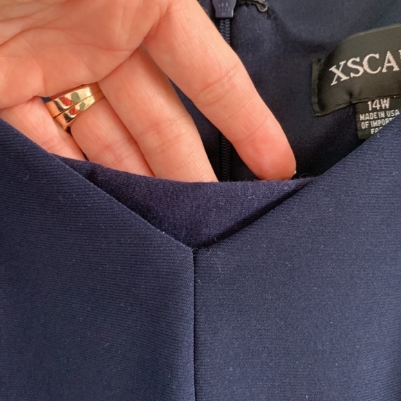 Xscape Formal Navy Blue and Rose Gold Dress Size 14W - Picture 9 of 11